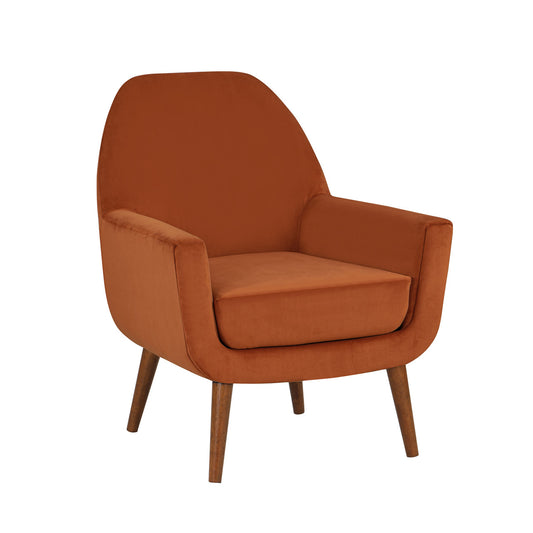Astrid Burnt Orange Velvet Mid-Century Arm Chair