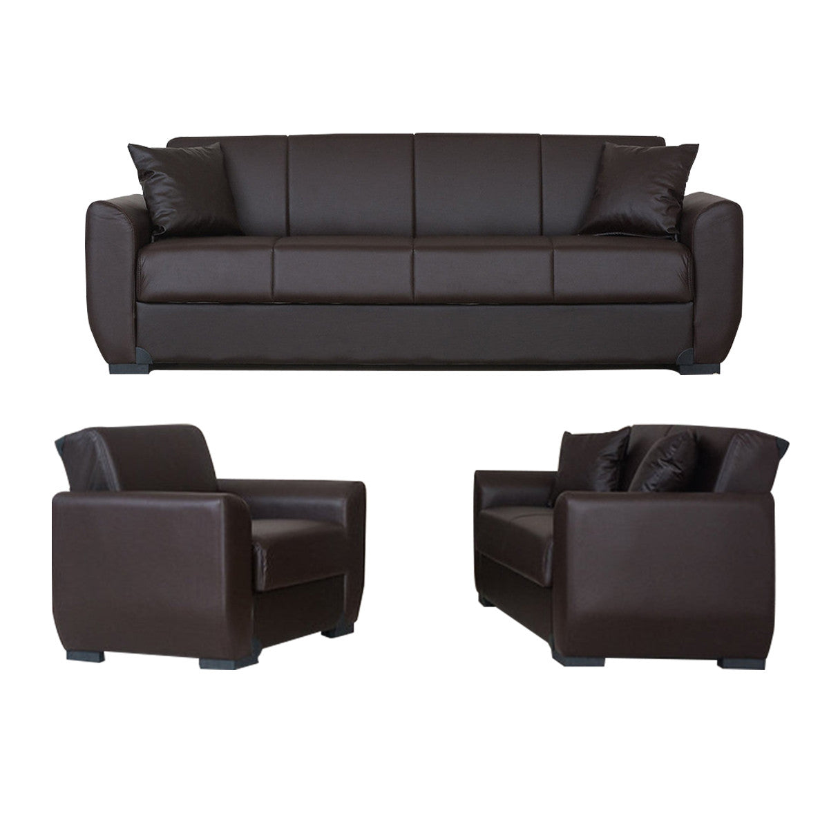 Aisha Brown PU Leather Loveseat