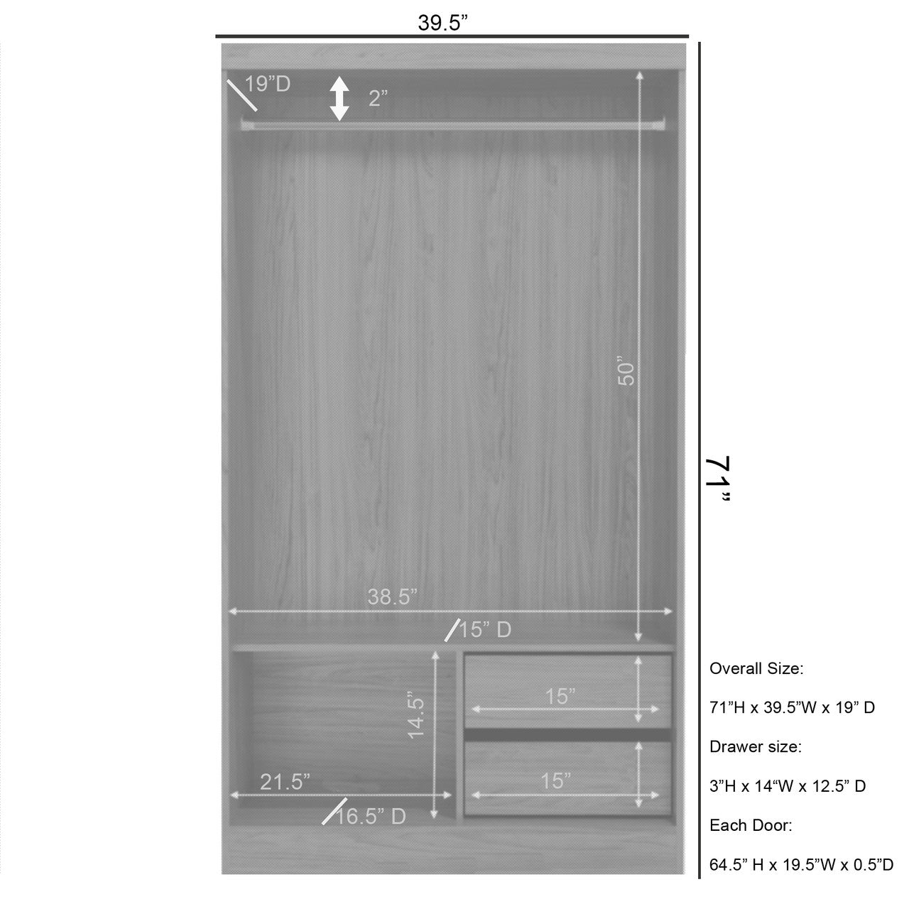 Go Green Woods Modern Wood Double Sliding Door Wardrobe