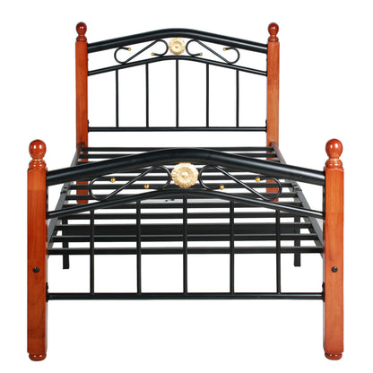 Go Green Woods Leyla Twin Black Metal Bed Frame with Headboard & Footboard