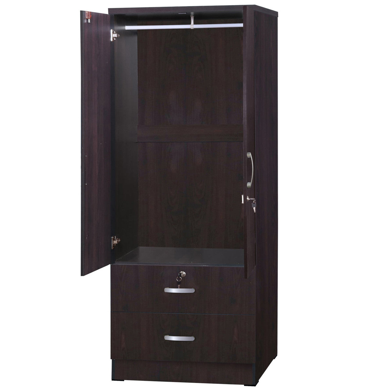 Go Green Woods Grace Wood 2-Door Wardrobe Armoire with 2-Drawers