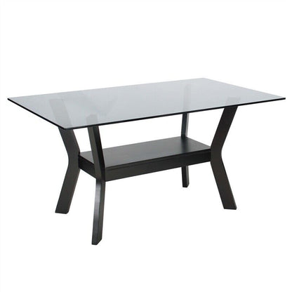 Go Green Woods Bashamalo  Modern Black Wood Glass Dining Table