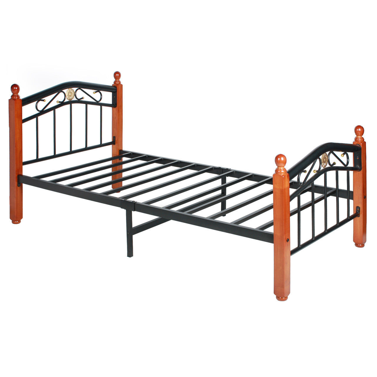 Go Green Woods Leyla Twin Black Metal Bed Frame with Headboard & Footboard