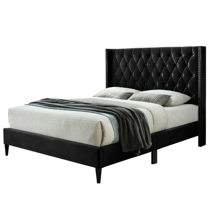 Go Green Woods Amelia Velvet Tufted Full Platform Bed