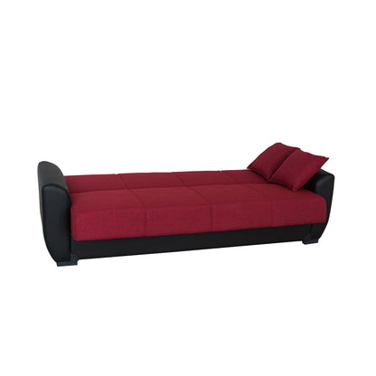 Emily Red & Black PU Leather Arms Sofa Bed