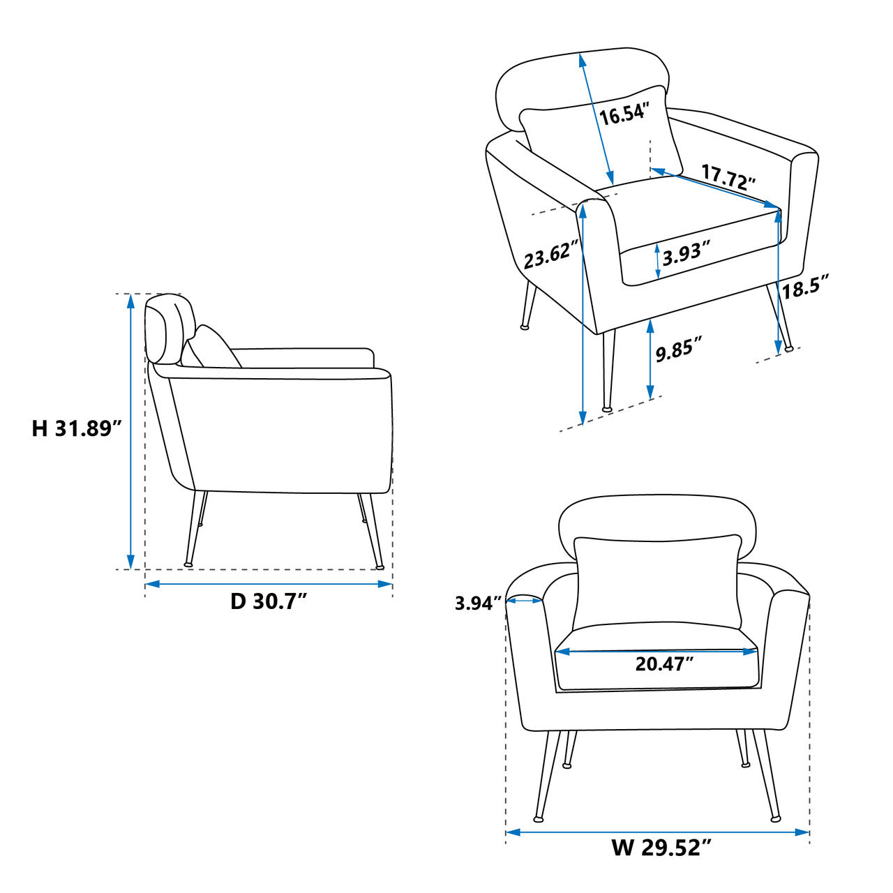 Valley Gray Bronzing Suede Accent Chair