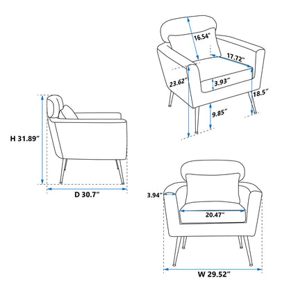 Valley Gray Bronzing Suede Accent Chair