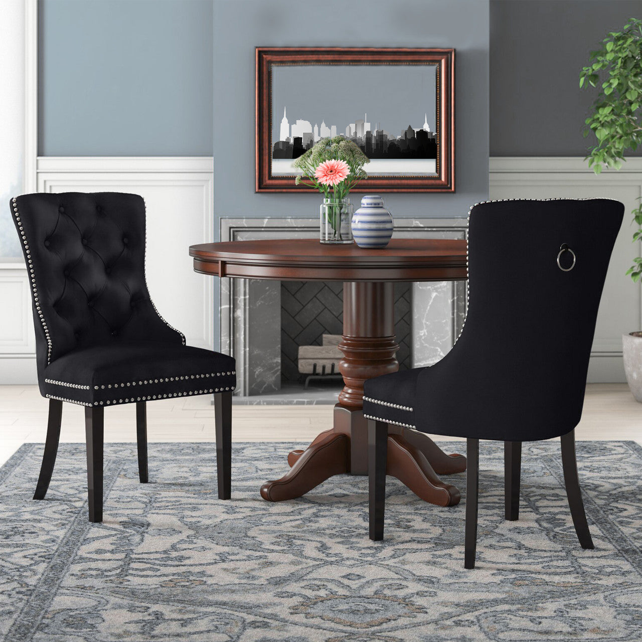 Go Green Woods Lisa Velvet Upholstered Tufted Dining Chair Set