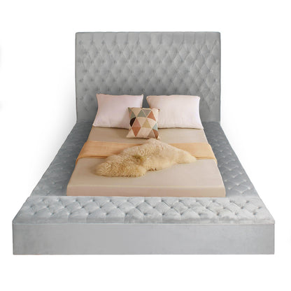 Go Green Woods Cosmopolitan Velvet Upholstered Platform Queen Bed