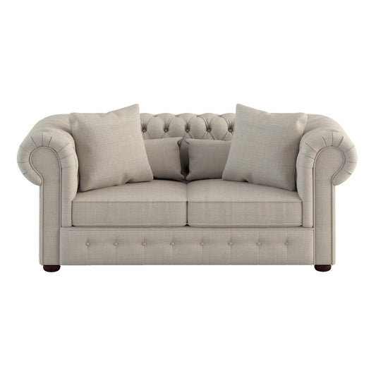 Classic Comfort Beige Button-Tufted Loveseat