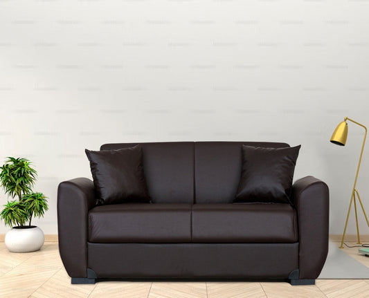 Aisha Brown PU Leather Loveseat