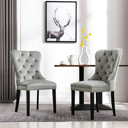 Go Green Woods Lisa Velvet Upholstered Tufted Dining Chair Set