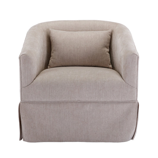 Beige Linen Swivel Armchair