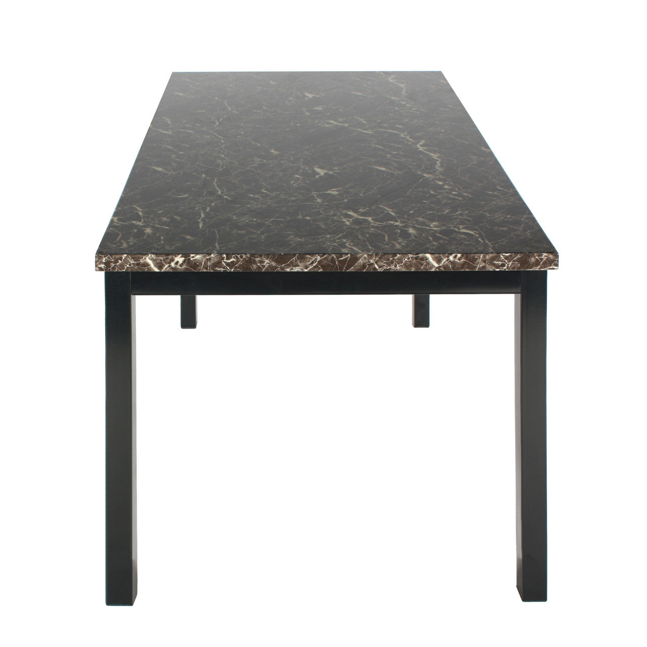 Go Green Woods Milan Faux Marble Top Black Metal Dining Table