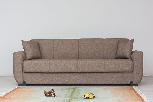 Fatima Light Brown Fabric Sofa Bed