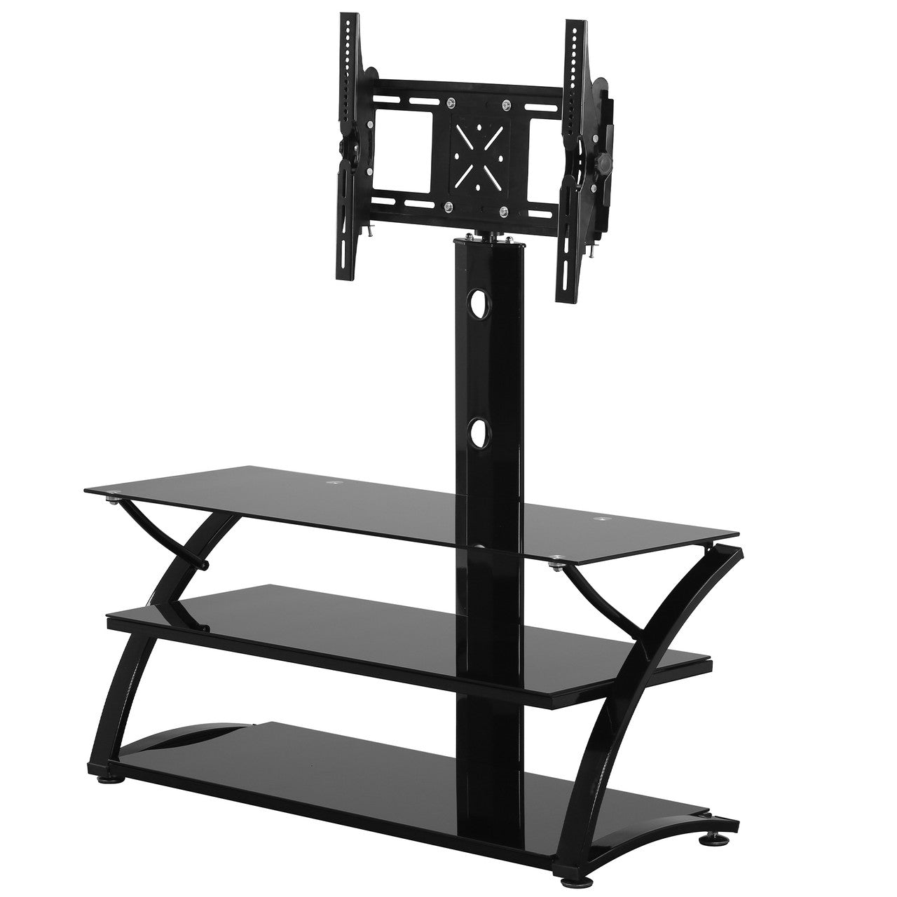 Go Green Woods Rosa Swivel Mount Glass TV Stand for 60-inch TV in Black