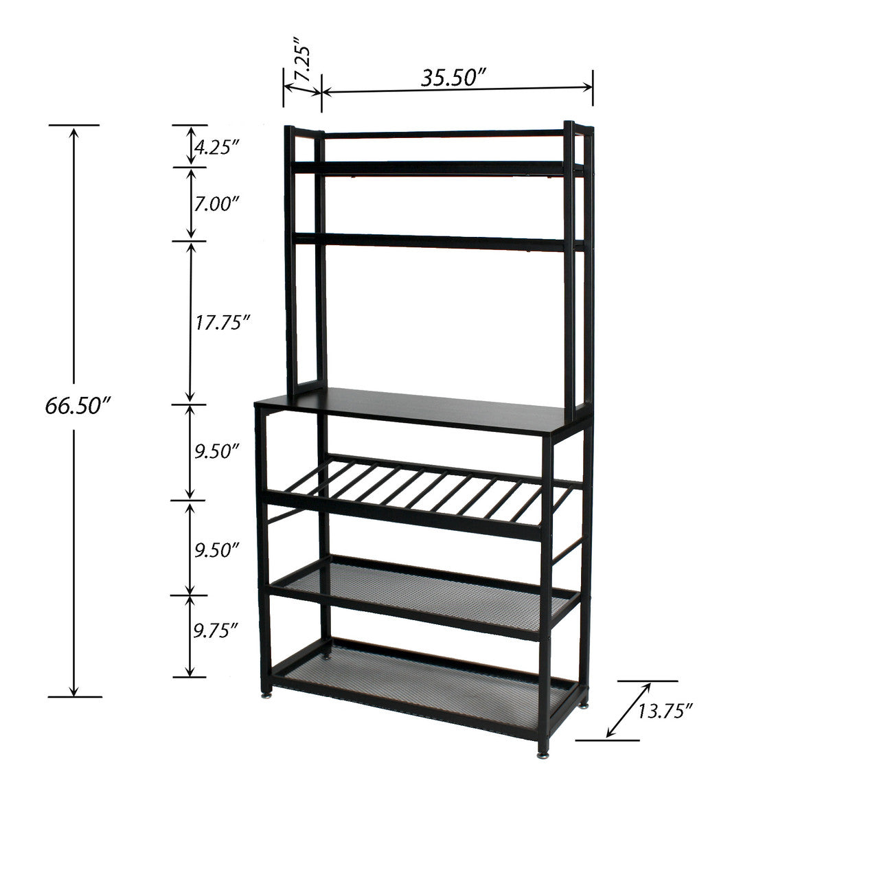 Go Green Woods 6 Tier Metal Kitchen Baker's Rack with Wine Rack