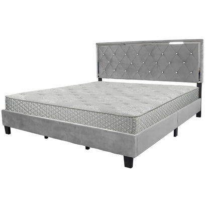 Go Green Woods Monica Velvet Upholstered King Platform Bed