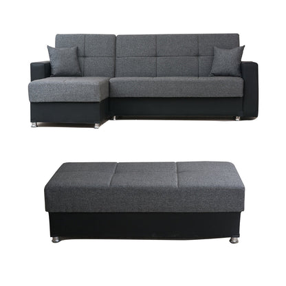 Munif GrayFabric Reversible Sectional