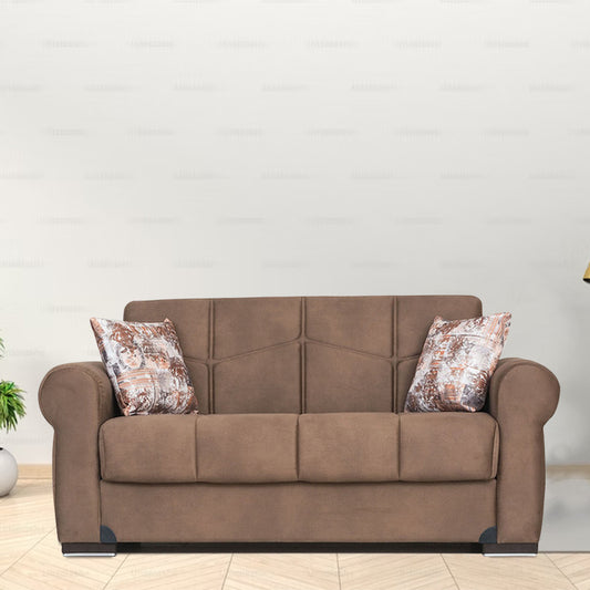 Ana Light Brown Fabric Loveseat