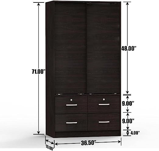 Go Green Woods Sarah Modern Wood Double Sliding Door Armoire