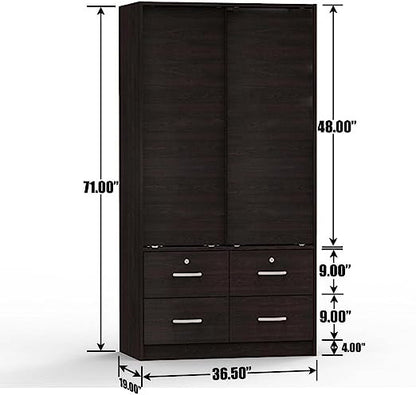 Go Green Woods Sarah Modern Wood Double Sliding Door Armoire