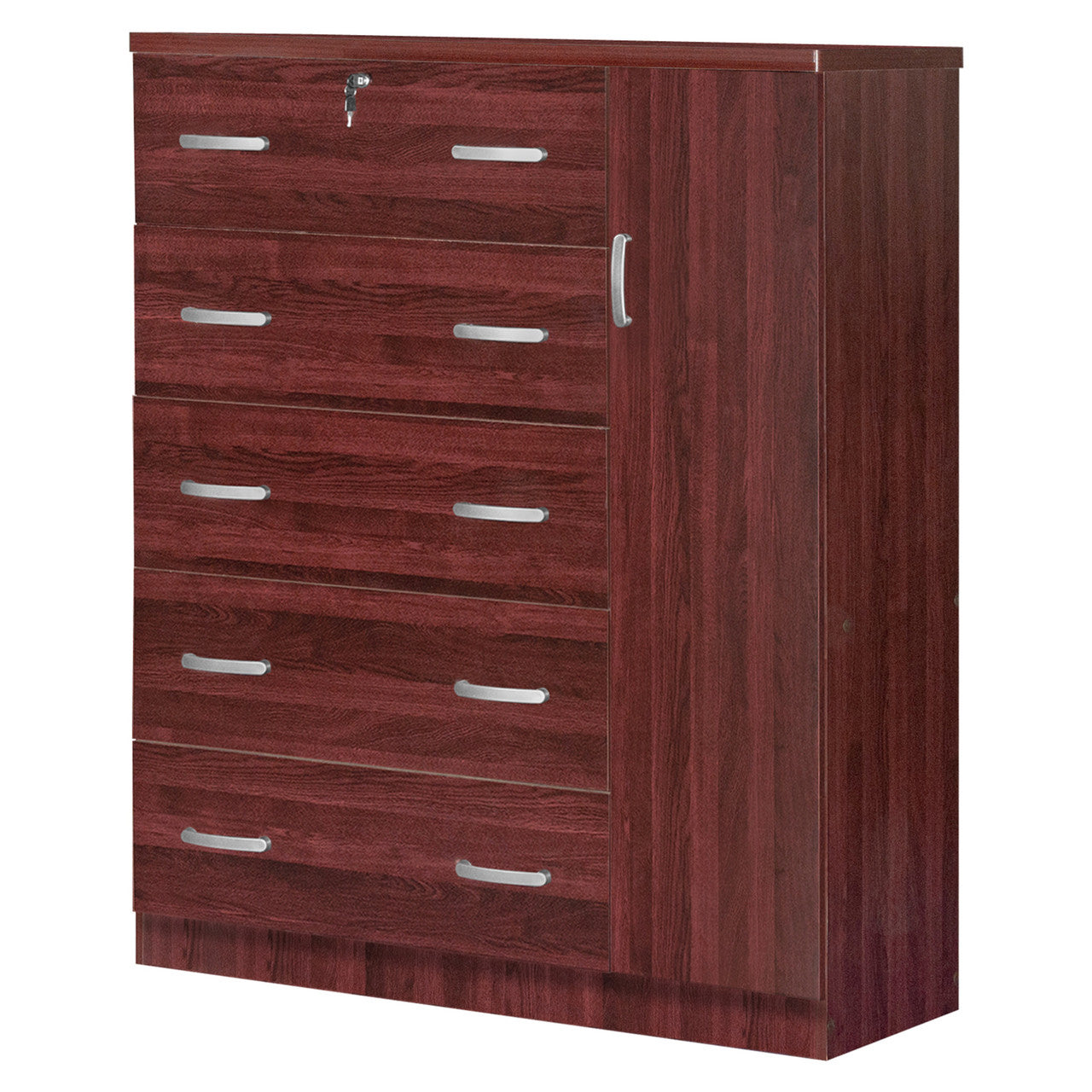 Go Green Woods Sofie 5 Drawer Wooden Tall Chest Wardrobe