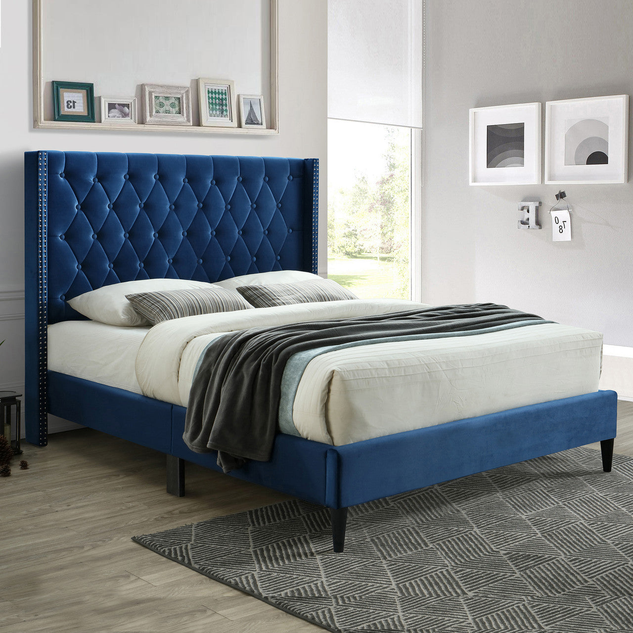 Go Green Woods Amelia Velvet Tufted Full Platform Bed