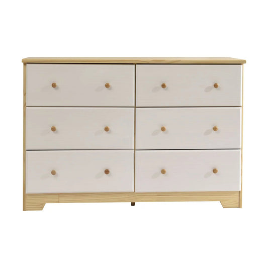 Go Green Woods Solid Pine Wood 6 Drawer Double Dresser