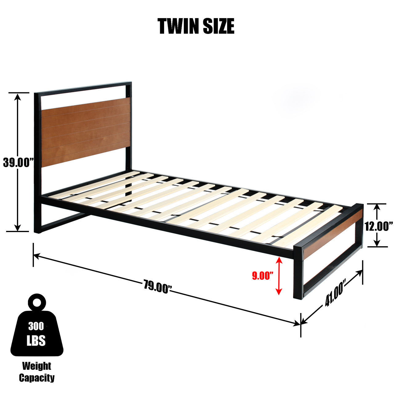 Go Green Woods Maximo Metal and Wood Platform Bed Frame Twin