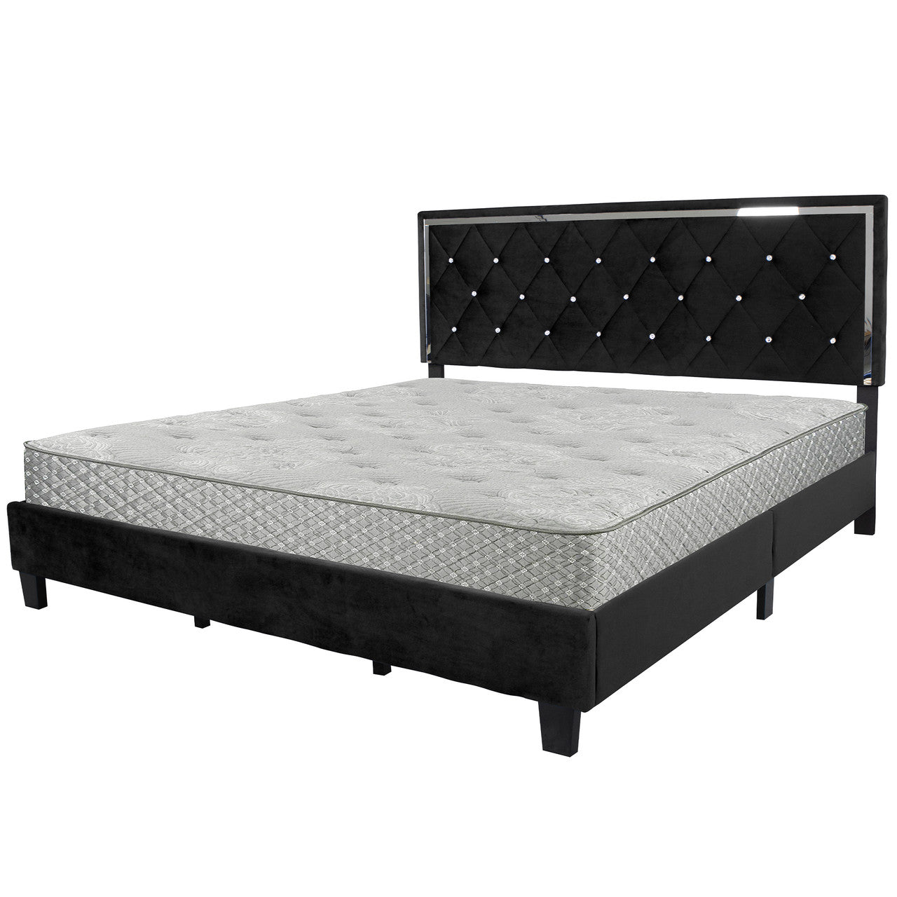 Go Green Woods Monica Velvet Upholstered King Platform Bed