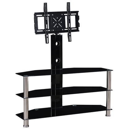 Go Green Woods Ella Swivel Mount Black Glass TV Stand for up to 55-inch TV