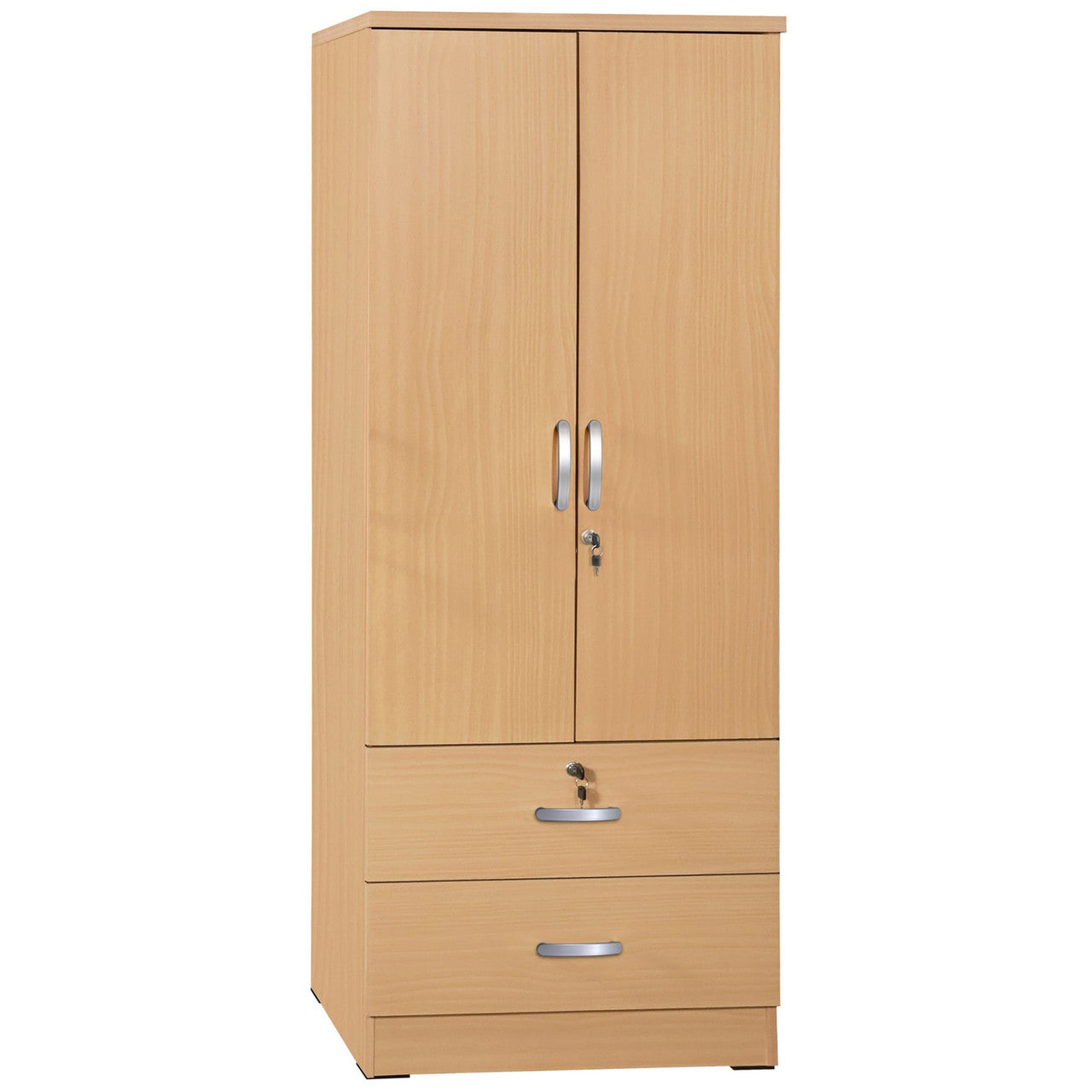 Go Green Woods Grace Wood 2-Door Wardrobe Armoire with 2-Drawers