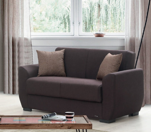 Karen Dark Brown Fabric Loveseat