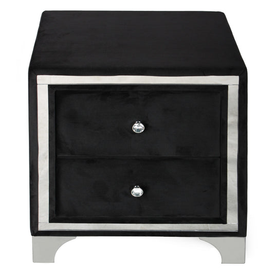 Go Green Woods Monica Velvet Upholstered 2 Drawer Nightstand