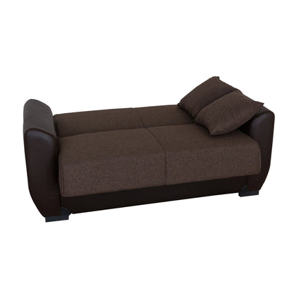 Primo Brown PU Leather Arms Loveseat