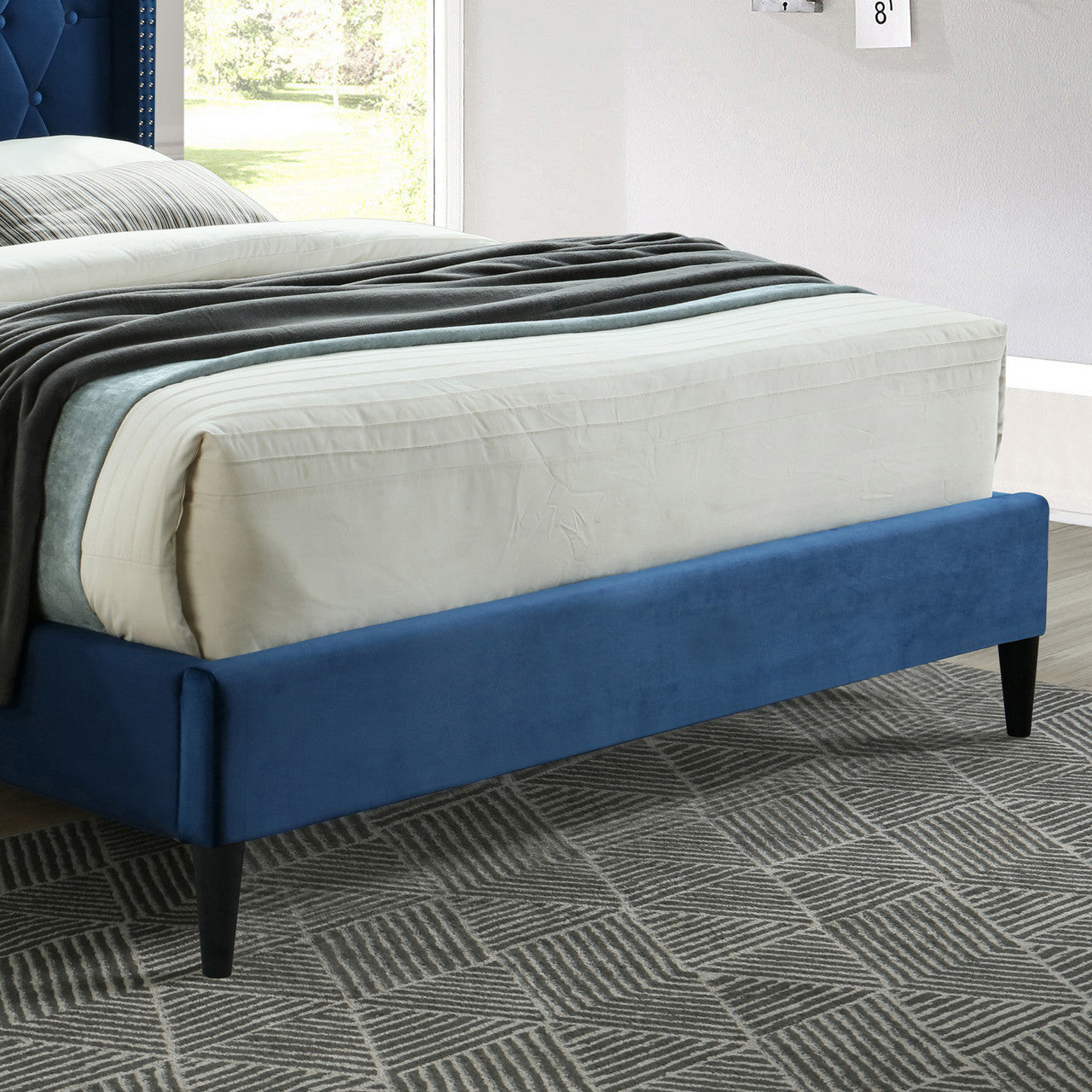 Go Green Woods Amelia Velvet Tufted Full Platform Bed