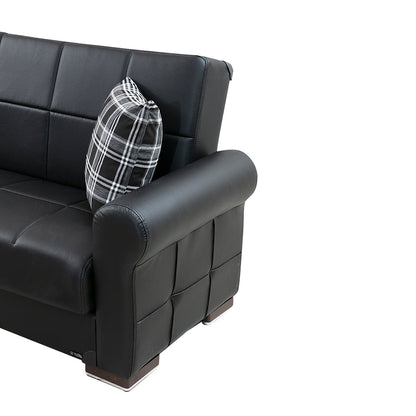 Silva Black PU Leatherette Sofa Bed