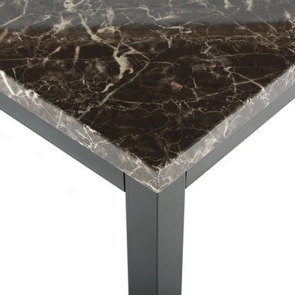 Go Green Woods Milan Faux Marble Top Black Metal Dining Table