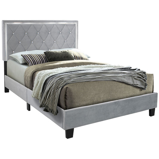 Go Green Woods Monica Velvet Upholstered Queen Platform Bed