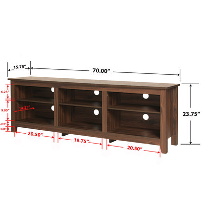 Go Green Woods Noah Wooden 70 TV Stand with Open Storage Shelves