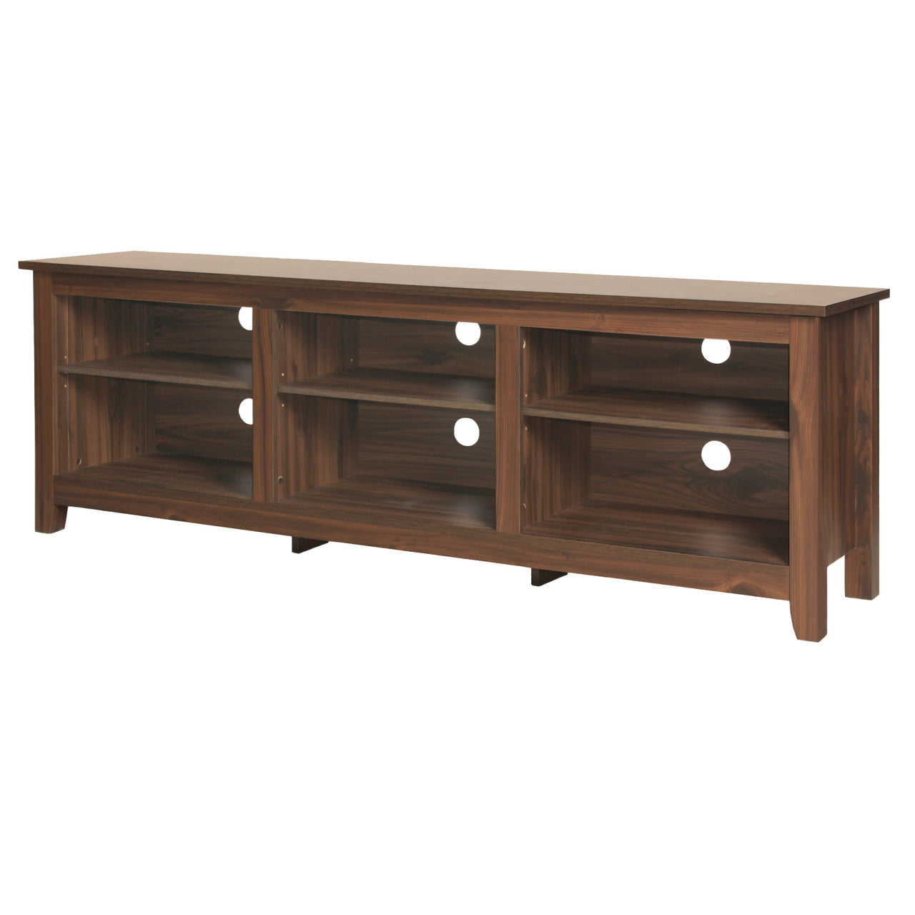 Go Green Woods Noah Wooden 70 TV Stand with Open Storage Shelves