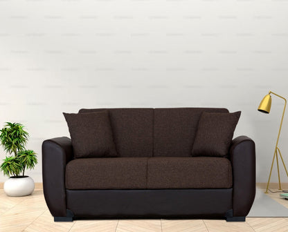 Primo Brown PU Leather Arms Loveseat