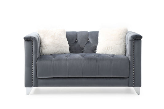 Elegant Charcoal Russell Tufted Loveseat