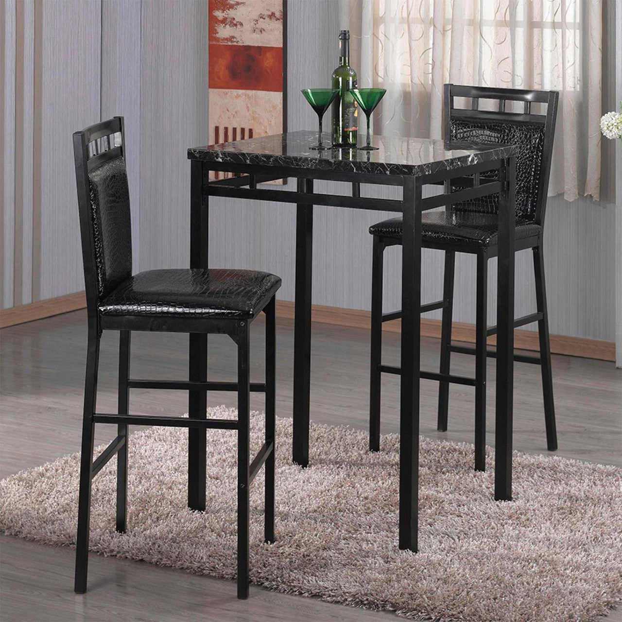 Go Green Woods Gator Counter Height Metal 3 pc Dining Set