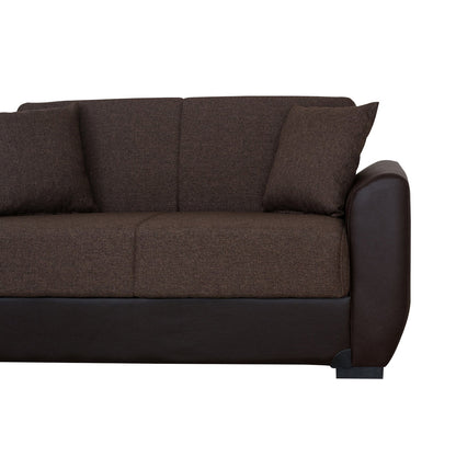 Primo Brown PU Leather Arms Loveseat