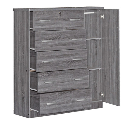 Go Green Woods Sofie 5 Drawer Wooden Tall Chest Wardrobe