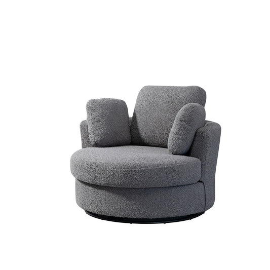 Dark Gray Boucle Swivel Barrel Chair