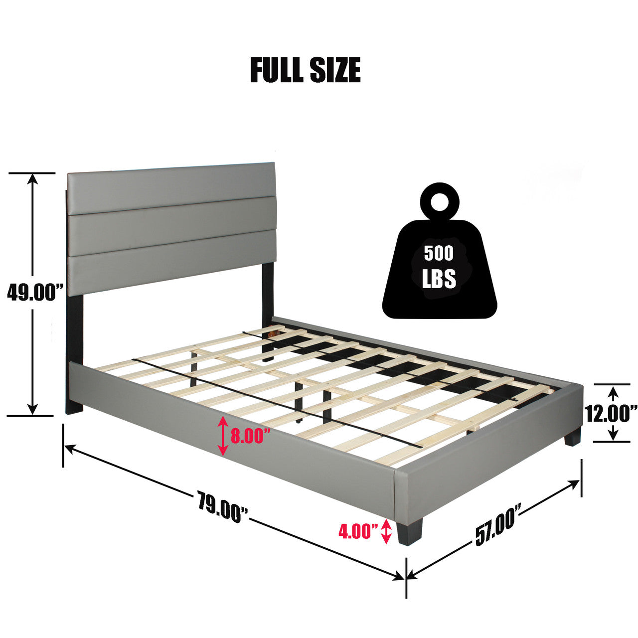 Go Green Woods Napoli Faux Leather Upholstered Platform Bed Full