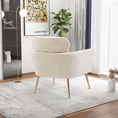 Beige Chenille Modern Accent Chair